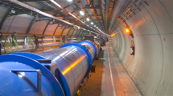 Photo of the underground tunnel with the LHC
